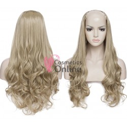 Extensie de par cu 5 Clips On delux Full Head ondulata de 70 cm, Blond Ash Mixt CYF71328885#